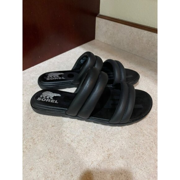 Sorel Womens Black Ella Puff II Padded Slide Sandals Size 8 Comfortable & Stylis - Picture 2 of 7